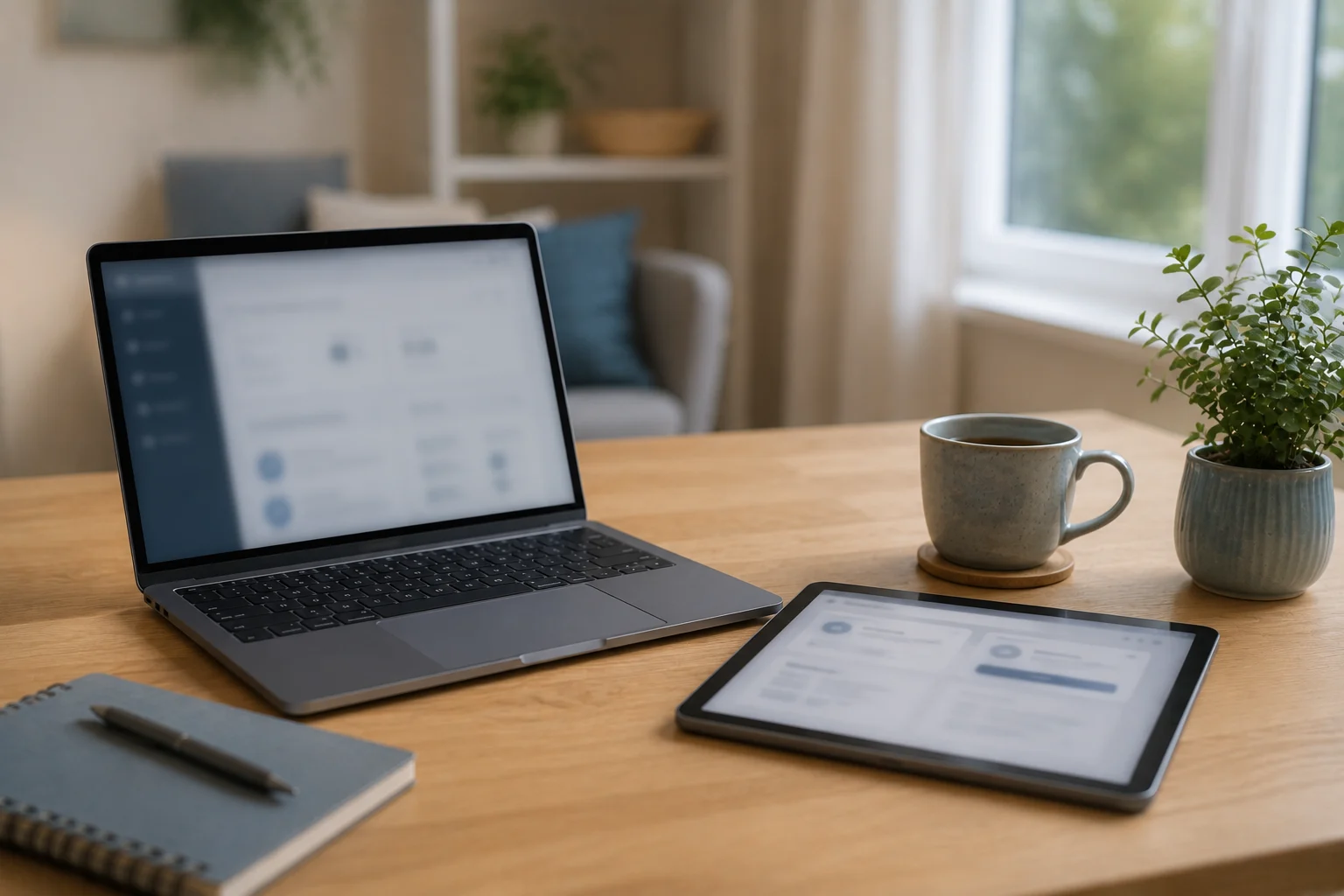 Laptop auf einem Schreibtisch für den digitalen Zugang zum Patientenportal