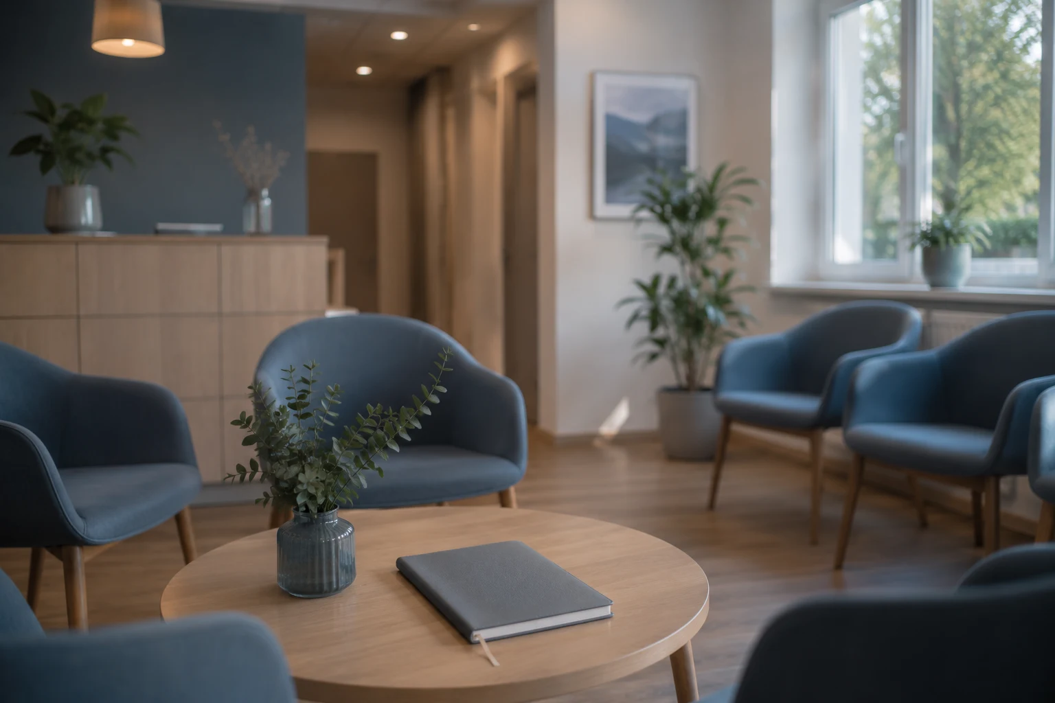 Ruhiges Wartezimmer der Praxis mit Sitzgelegenheiten